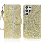 Custodia per telefono in pelle con glitter polvere, For Samsung Galaxy S23 5G, For Samsung Galaxy S23+ 5G, For Samsung Galaxy S23 Ultra 5G, For Samsung Galaxy A14 5G