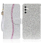 Custodia per telefono in pelle con glitter polvere, For Samsung Galaxy S23 5G, For Samsung Galaxy S23+ 5G, For Samsung Galaxy S23 Ultra 5G, For Samsung Galaxy A14 5G