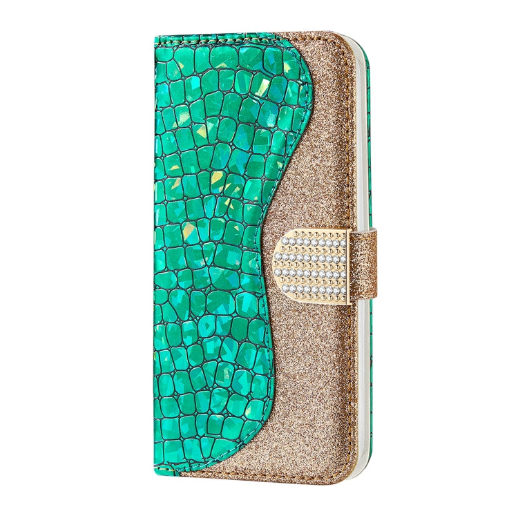 Custodia per telefono in pelle con texture coccodrillo in polvere glitterata laser, For Samsung Galaxy S23 5G, For Samsung Galaxy S23+ 5G, For Samsung Galaxy S23 Ultra 5G, For Samsung Galaxy A14 5G