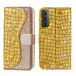 Custodia per telefono in pelle con texture coccodrillo in polvere glitterata laser, For Samsung Galaxy S23 5G, For Samsung Galaxy S23+ 5G, For Samsung Galaxy S23 Ultra 5G, For Samsung Galaxy A14 5G