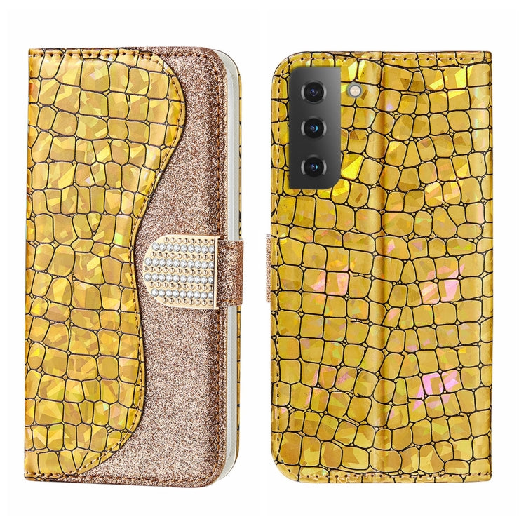 Custodia per telefono in pelle con texture coccodrillo in polvere glitterata laser, For Samsung Galaxy S23 5G, For Samsung Galaxy S23+ 5G, For Samsung Galaxy S23 Ultra 5G, For Samsung Galaxy A14 5G