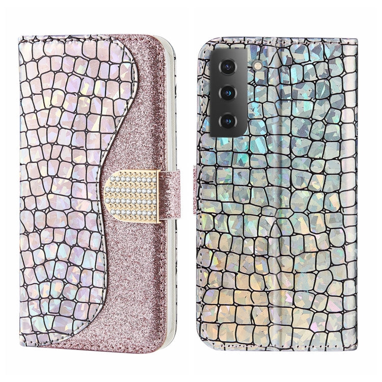 Custodia per telefono in pelle con texture coccodrillo in polvere glitterata laser, For Samsung Galaxy S23 5G, For Samsung Galaxy S23+ 5G, For Samsung Galaxy S23 Ultra 5G, For Samsung Galaxy A14 5G