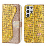 Custodia per telefono in pelle con texture coccodrillo in polvere glitterata laser, For Samsung Galaxy S23 5G, For Samsung Galaxy S23+ 5G, For Samsung Galaxy S23 Ultra 5G, For Samsung Galaxy A14 5G