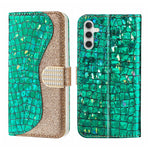 Custodia per telefono in pelle con texture coccodrillo in polvere glitterata laser, For Samsung Galaxy S23 5G, For Samsung Galaxy S23+ 5G, For Samsung Galaxy S23 Ultra 5G, For Samsung Galaxy A14 5G