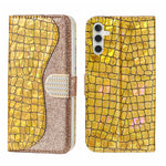 Custodia per telefono in pelle con texture coccodrillo in polvere glitterata laser, For Samsung Galaxy S23 5G, For Samsung Galaxy S23+ 5G, For Samsung Galaxy S23 Ultra 5G, For Samsung Galaxy A14 5G