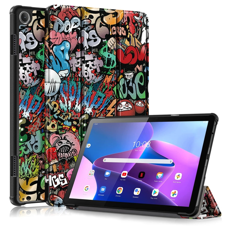 Custodia Smart Tablet in pelle con disegno colorato con fibbia magnetica pieghevole a 3 pieghe, For Lenovo Tab M10 10.1 3rd Gen