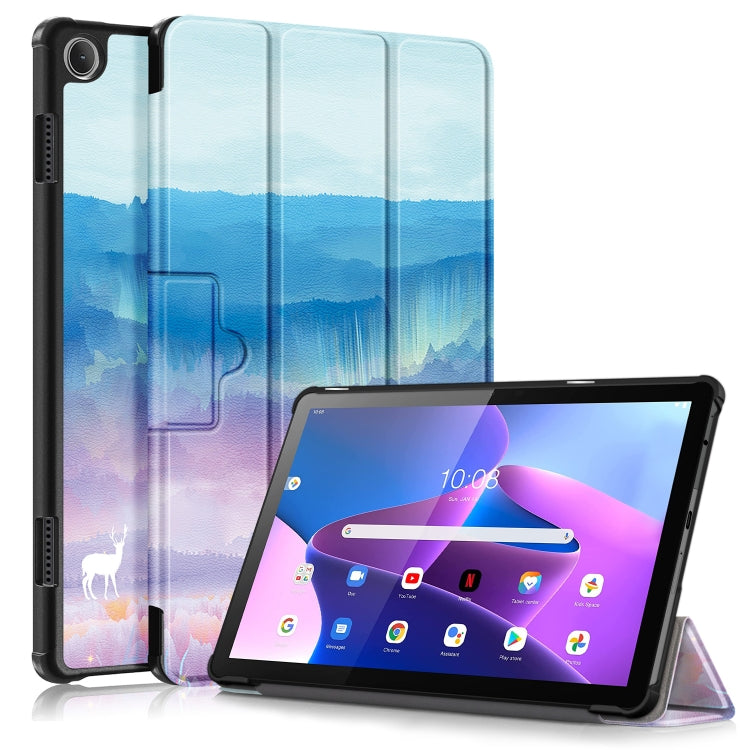 Custodia Smart Tablet in pelle con disegno colorato con fibbia magnetica pieghevole a 3 pieghe, For Lenovo Tab M10 10.1 3rd Gen