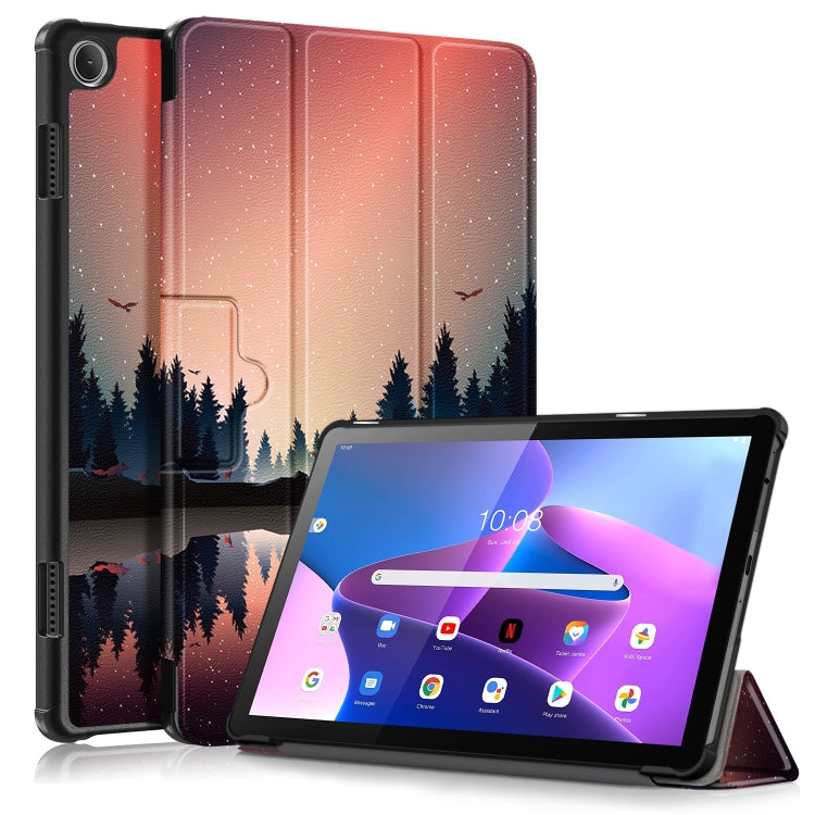 Custodia Smart Tablet in pelle con disegno colorato con fibbia magnetica pieghevole a 3 pieghe, For Lenovo Tab M10 10.1 3rd Gen