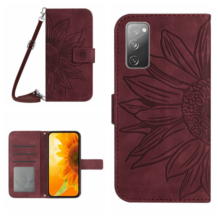 Skin Feel Custodia per cellulare in pelle con motivo a fiori di sole, For Samsung Galaxy S20 FE, For Samsung Galaxy S20+