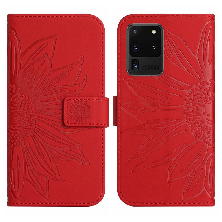 Skin Feel Custodia per cellulare in pelle con motivo a fiori di sole, For Samsung Galaxy S20 Ultra, For Samsung Galaxy S21 5G