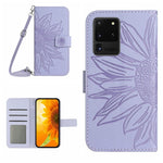 Skin Feel Custodia per cellulare in pelle con motivo a fiori di sole, For Samsung Galaxy S20 Ultra, For Samsung Galaxy S21 5G