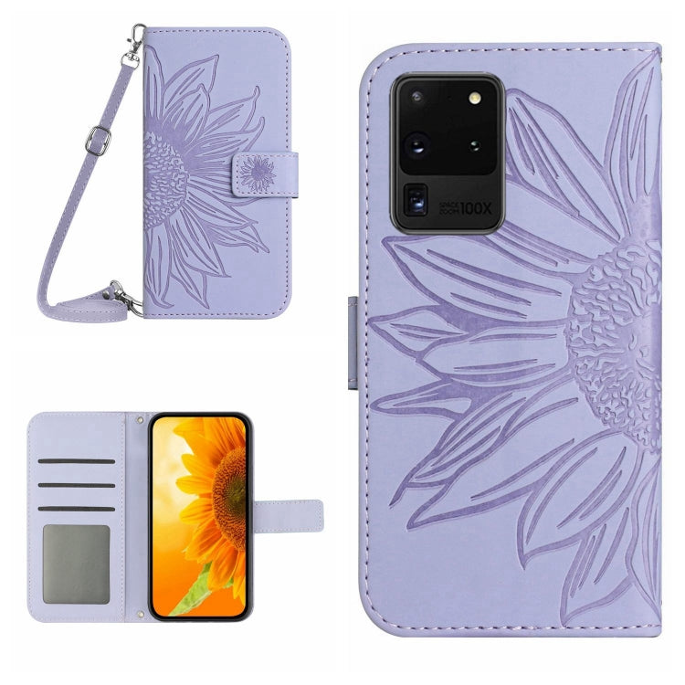 Skin Feel Custodia per cellulare in pelle con motivo a fiori di sole, For Samsung Galaxy S20 Ultra, For Samsung Galaxy S21 5G