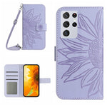Skin Feel Custodia per cellulare in pelle con motivo a fiori di sole, For Samsung Galaxy S21 Ultra 5G, For Samsung Galaxy S22 5G