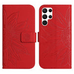 Skin Feel Custodia per cellulare in pelle con motivo a fiori di sole, For Samsung Galaxy S22 Ultra 5G, For Samsung Galaxy S22+ 5G