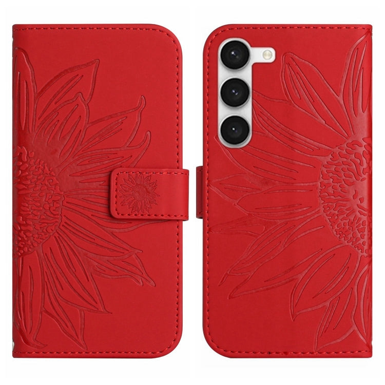 Skin Feel Custodia per cellulare in pelle con motivo a fiori di sole, For Samsung Galaxy S23 5G, For Samsung Galaxy S23 Ultra 5G