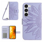 Skin Feel Custodia per cellulare in pelle con motivo a fiori di sole, For Samsung Galaxy S23 5G, For Samsung Galaxy S23 Ultra 5G