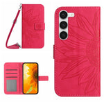 Skin Feel Custodia per cellulare in pelle con motivo a fiori di sole, For Samsung Galaxy S23 5G, For Samsung Galaxy S23 Ultra 5G