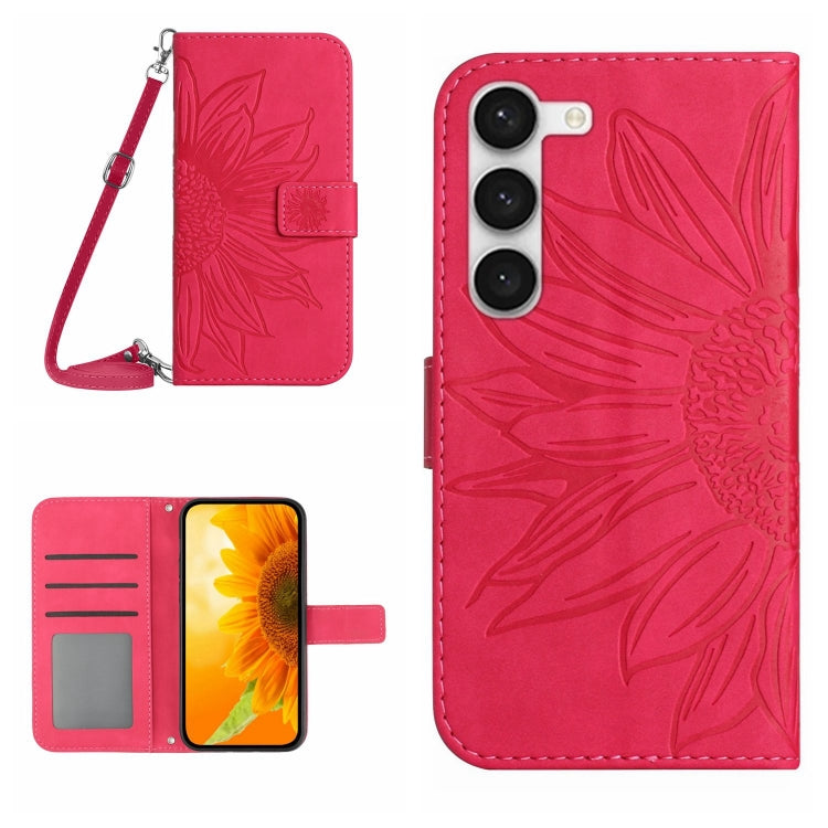 Skin Feel Custodia per cellulare in pelle con motivo a fiori di sole, For Samsung Galaxy S23 5G, For Samsung Galaxy S23 Ultra 5G