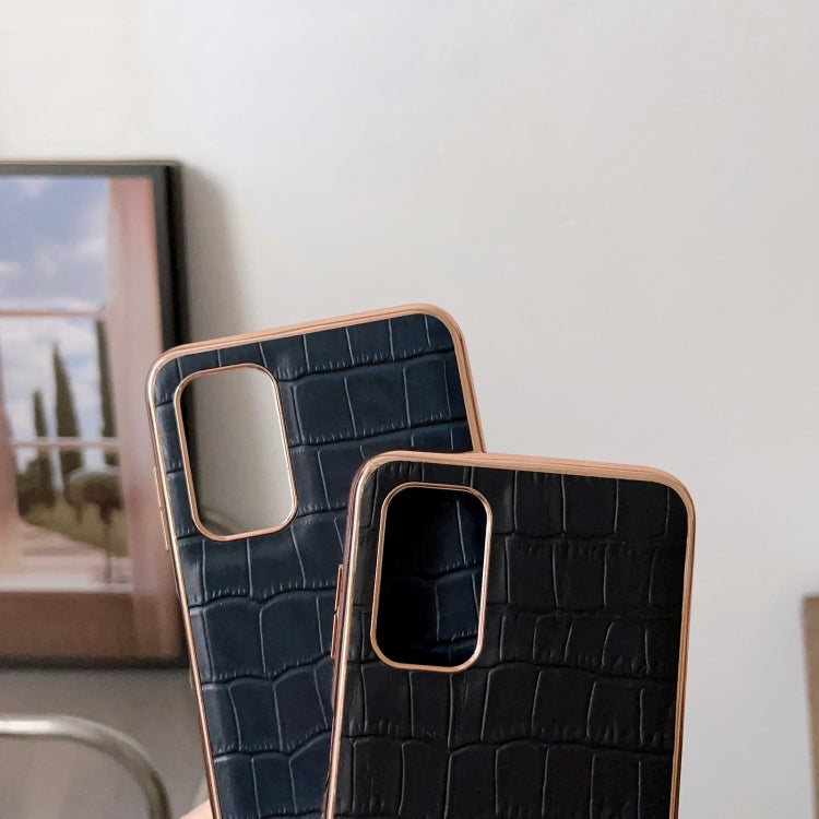 Custodia per telefono galvanica in vera pelle con trama di coccodrillo, For Samsung Galaxy A13 4G, For Samsung Galaxy A23 4G/5G, For Samsung Galaxy A33 5G, For Samsung Galaxy A53 5G, For Samsung Galaxy A73 5G, For Samsung Galaxy Z Flip3 5G