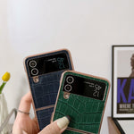 Custodia per telefono galvanica in vera pelle con trama di coccodrillo, For Samsung Galaxy Z Flip4 5G, For Samsung Galaxy Z Fold3 5G, For Samsung Galaxy Z Fold4 5G, For Xiaomi Mix Fold 2, For Google Pixel 7, For Google Pixel 6