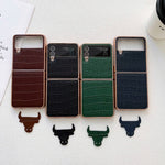 Custodia per telefono galvanica in vera pelle con trama di coccodrillo, For Samsung Galaxy Z Flip4 5G, For Samsung Galaxy Z Fold3 5G, For Samsung Galaxy Z Fold4 5G, For Xiaomi Mix Fold 2, For Google Pixel 7, For Google Pixel 6