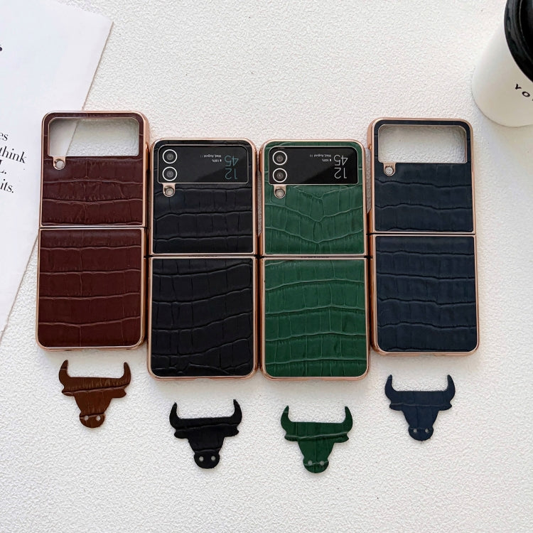 Custodia per telefono galvanica in vera pelle con trama di coccodrillo, For Samsung Galaxy Z Flip4 5G, For Samsung Galaxy Z Fold3 5G, For Samsung Galaxy Z Fold4 5G, For Xiaomi Mix Fold 2, For Google Pixel 7, For Google Pixel 6