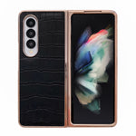 Custodia per telefono galvanica in vera pelle con trama di coccodrillo, For Samsung Galaxy Z Flip4 5G, For Samsung Galaxy Z Fold3 5G, For Samsung Galaxy Z Fold4 5G, For Xiaomi Mix Fold 2, For Google Pixel 7, For Google Pixel 6