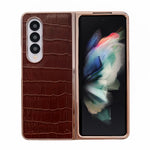 Custodia per telefono galvanica in vera pelle con trama di coccodrillo, For Samsung Galaxy Z Flip4 5G, For Samsung Galaxy Z Fold3 5G, For Samsung Galaxy Z Fold4 5G, For Xiaomi Mix Fold 2, For Google Pixel 7, For Google Pixel 6