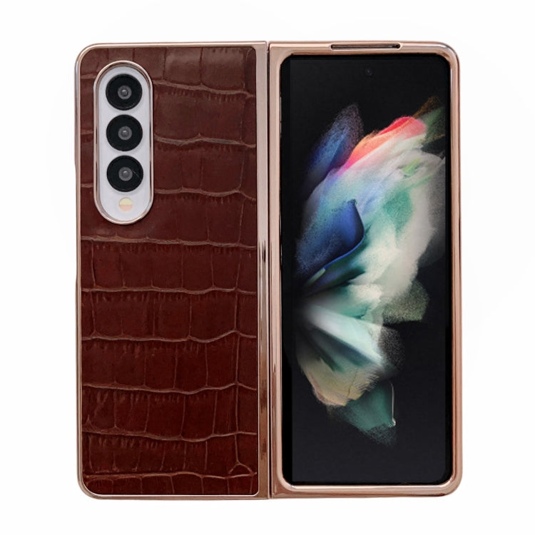 Custodia per telefono galvanica in vera pelle con trama di coccodrillo, For Samsung Galaxy Z Flip4 5G, For Samsung Galaxy Z Fold3 5G, For Samsung Galaxy Z Fold4 5G, For Xiaomi Mix Fold 2, For Google Pixel 7, For Google Pixel 6