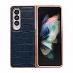 Custodia per telefono galvanica in vera pelle con trama di coccodrillo, For Samsung Galaxy Z Flip4 5G, For Samsung Galaxy Z Fold3 5G, For Samsung Galaxy Z Fold4 5G, For Xiaomi Mix Fold 2, For Google Pixel 7, For Google Pixel 6