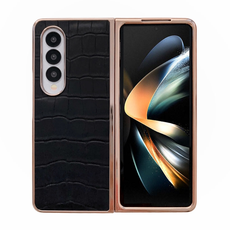 Custodia per telefono galvanica in vera pelle con trama di coccodrillo, For Samsung Galaxy Z Flip4 5G, For Samsung Galaxy Z Fold3 5G, For Samsung Galaxy Z Fold4 5G, For Xiaomi Mix Fold 2, For Google Pixel 7, For Google Pixel 6