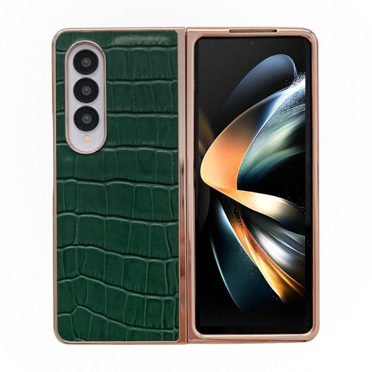 Custodia per telefono galvanica in vera pelle con trama di coccodrillo, For Samsung Galaxy Z Flip4 5G, For Samsung Galaxy Z Fold3 5G, For Samsung Galaxy Z Fold4 5G, For Xiaomi Mix Fold 2, For Google Pixel 7, For Google Pixel 6