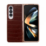 Custodia per telefono galvanica in vera pelle con trama di coccodrillo, For Samsung Galaxy Z Flip4 5G, For Samsung Galaxy Z Fold3 5G, For Samsung Galaxy Z Fold4 5G, For Xiaomi Mix Fold 2, For Google Pixel 7, For Google Pixel 6