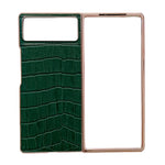Custodia per telefono galvanica in vera pelle con trama di coccodrillo, For Samsung Galaxy Z Flip4 5G, For Samsung Galaxy Z Fold3 5G, For Samsung Galaxy Z Fold4 5G, For Xiaomi Mix Fold 2, For Google Pixel 7, For Google Pixel 6