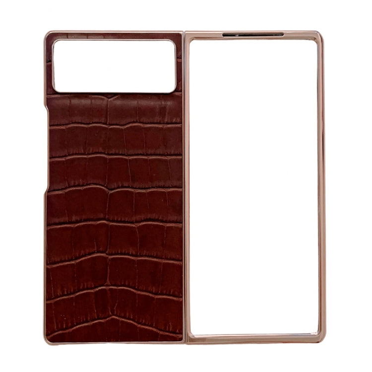Custodia per telefono galvanica in vera pelle con trama di coccodrillo, For Samsung Galaxy Z Flip4 5G, For Samsung Galaxy Z Fold3 5G, For Samsung Galaxy Z Fold4 5G, For Xiaomi Mix Fold 2, For Google Pixel 7, For Google Pixel 6