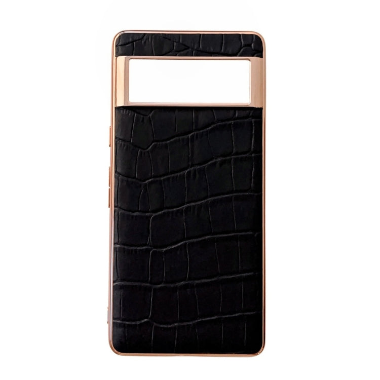 Custodia per telefono galvanica in vera pelle con trama di coccodrillo, For Google Pixel 6 Pro, For Google Pixel 6a