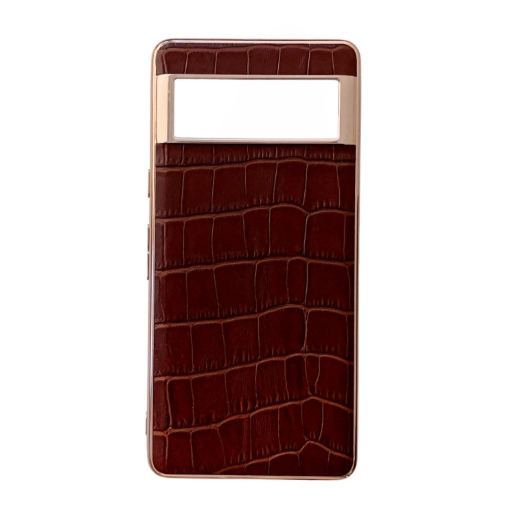 Custodia per telefono galvanica in vera pelle con trama di coccodrillo, For Google Pixel 6 Pro, For Google Pixel 6a