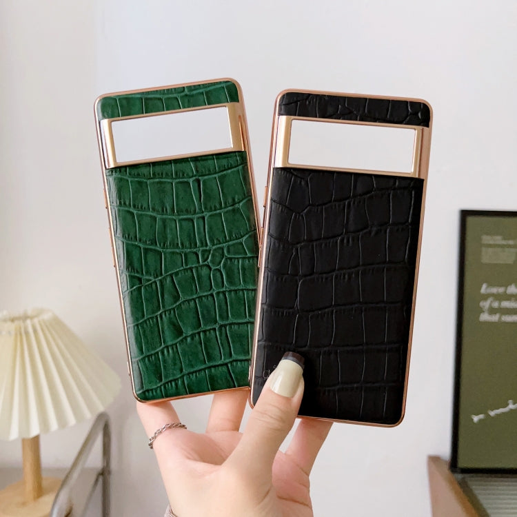 Custodia per telefono galvanica in vera pelle con trama di coccodrillo, For Google Pixel 6 Pro, For Google Pixel 6a