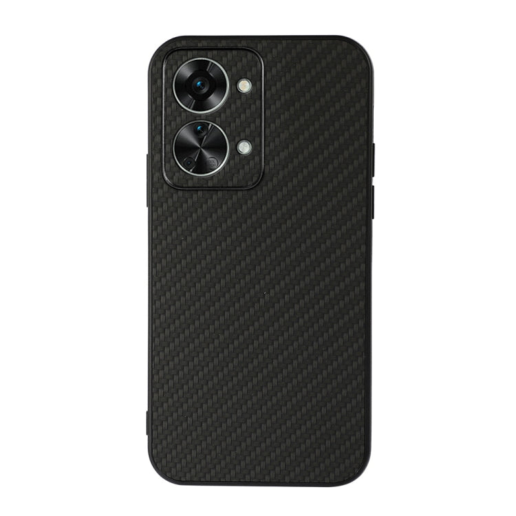 Custodia per telefono in PU con trama in fibra di carbonio con foro preciso, For OnePlus Nord 2T