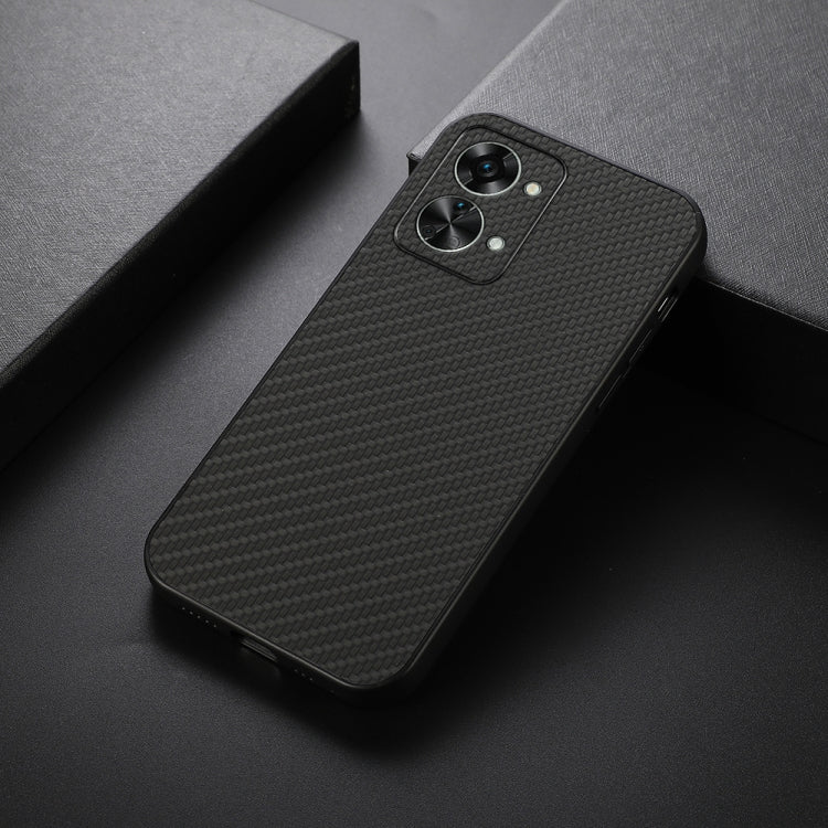Custodia per telefono in PU con trama in fibra di carbonio con foro preciso, For OnePlus Nord 2T