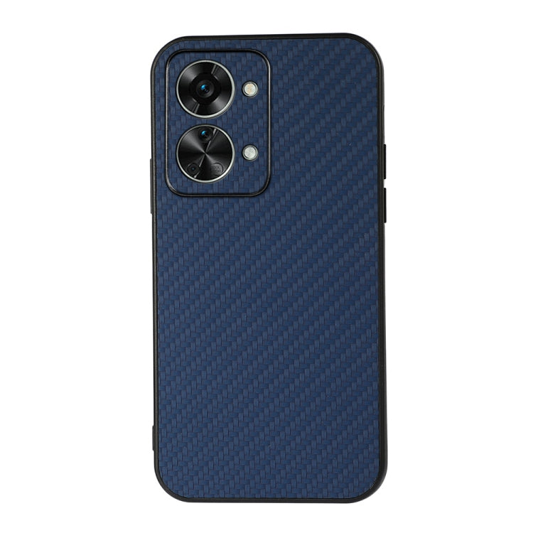 Custodia per telefono in PU con trama in fibra di carbonio con foro preciso, For OnePlus Nord 2T