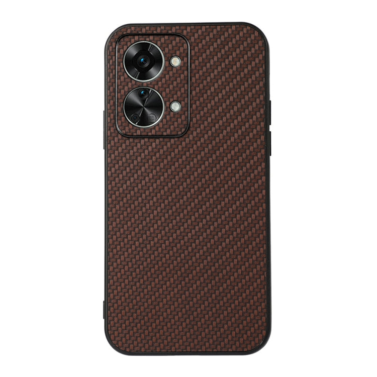 Custodia per telefono in PU con trama in fibra di carbonio con foro preciso, For OnePlus Nord 2T