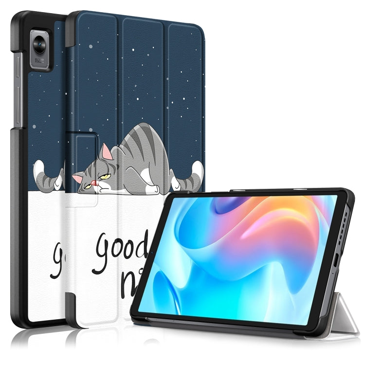 Custodia per tablet in pelle con disegno colorato con fibbia magnetica pieghevole a 3 pieghe, For Realme Pad Mini 8.7, For OPPO Pad 11 inch