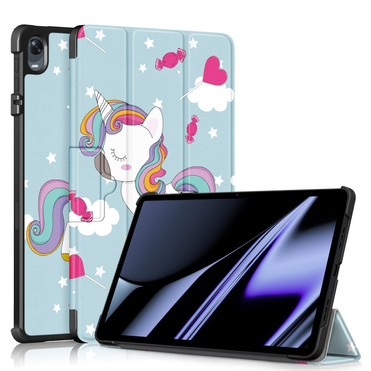 Custodia per tablet in pelle con disegno colorato con fibbia magnetica pieghevole a 3 pieghe, For Realme Pad Mini 8.7, For OPPO Pad 11 inch