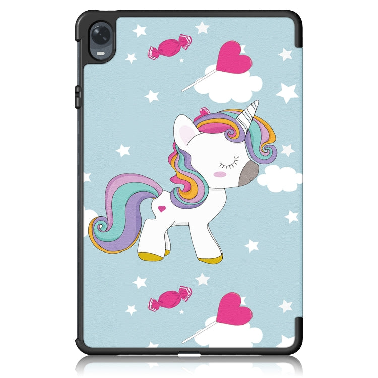 Custodia per tablet in pelle con disegno colorato con fibbia magnetica pieghevole a 3 pieghe, For Realme Pad Mini 8.7, For OPPO Pad 11 inch
