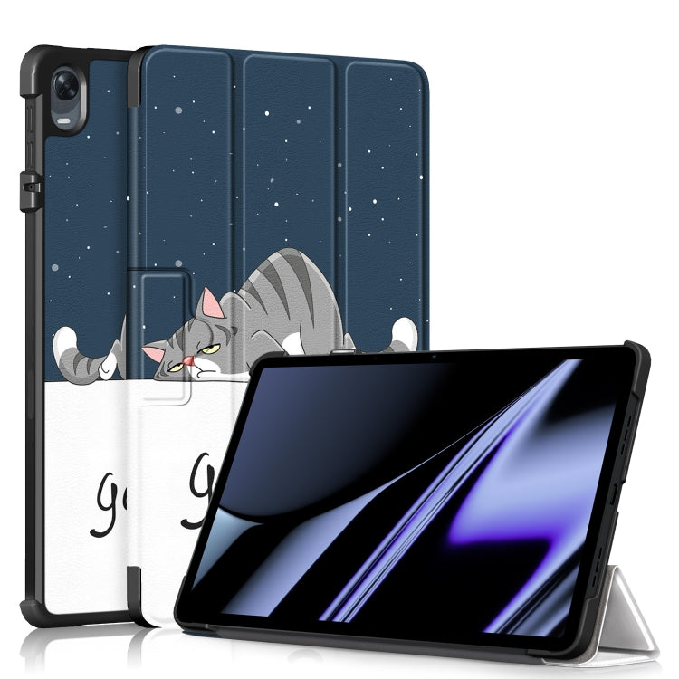 Custodia per tablet in pelle con disegno colorato con fibbia magnetica pieghevole a 3 pieghe, For Realme Pad Mini 8.7, For OPPO Pad 11 inch