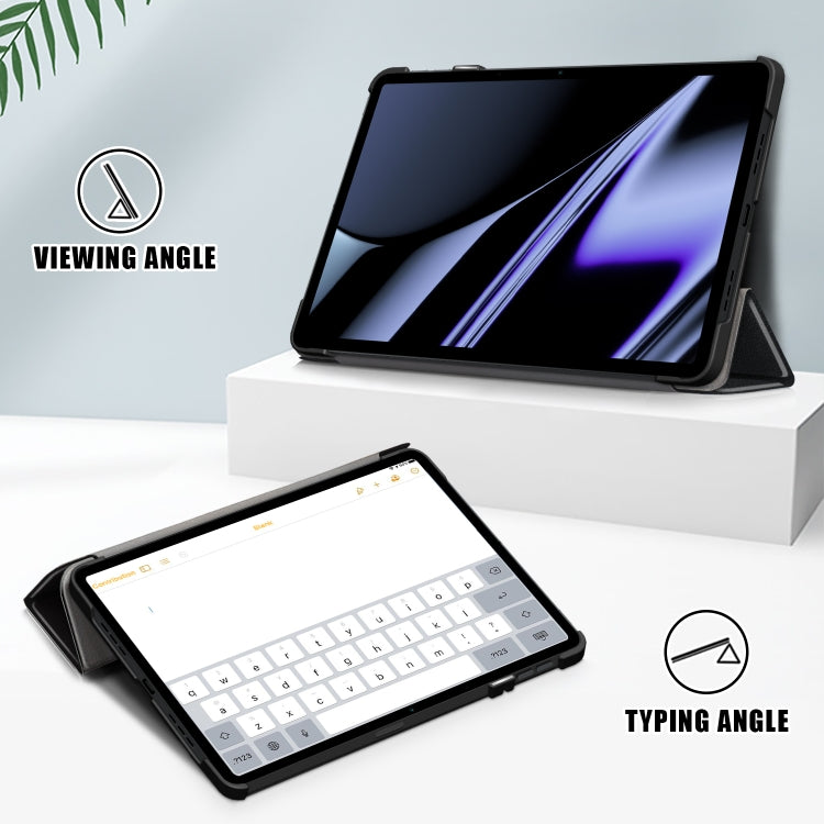 Custodia per tablet in pelle Custer Texture con fibbia magnetica pieghevole a 3 pieghe, For Realme Pad Mini 8.7, For OPPO Pad 11 inch