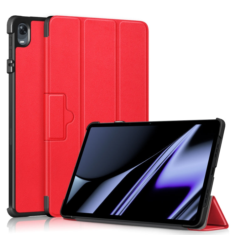 Custodia per tablet in pelle Custer Texture con fibbia magnetica pieghevole a 3 pieghe, For Realme Pad Mini 8.7, For OPPO Pad 11 inch