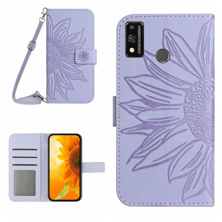 Skin Feel Custodia per cellulare in pelle con motivo a fiori di sole, For Honor 9X Lite, For Honor 50 Lite