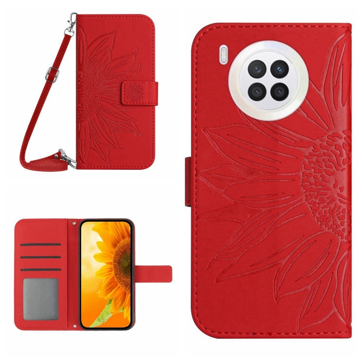 Skin Feel Custodia per cellulare in pelle con motivo a fiori di sole, For Honor 9X Lite, For Honor 50 Lite
